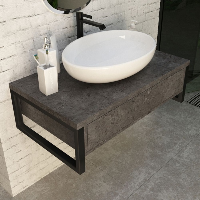 Тумба 1MarKa Grunge Loft 100 бетон темно-серый