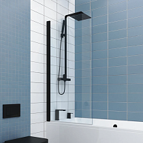 Шторка на ванну Kubele DE020 DE020P601-CLN-BLM-85х150 150х85, профиль черный матовый