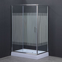Душевое ограждение Comforty 33V прозрачное стекло с рисунком линии, с поддоном, 1200*800*1925
